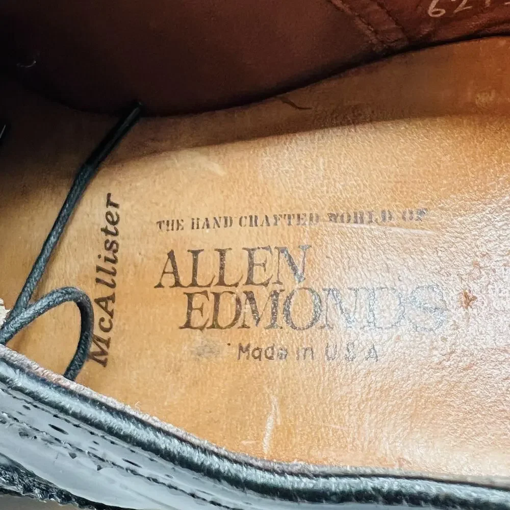 Allen Edmonds Shoes Mens 11 Black Leather McAllister Wingtip Oxford Dress Brogue